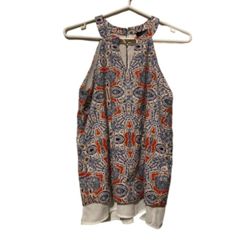 The Limited Womens Halter Blouse Multicolor Sleeveless Lined Metal Accent XS New